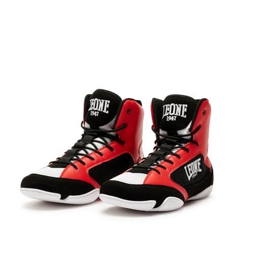 LEONE 1947 Zapatillas de Boxeo Profesionales Premium Unisex – Color Rojo, Talla 43 – Calzado Ligero para Entrenamiento y Combate (CL110)
