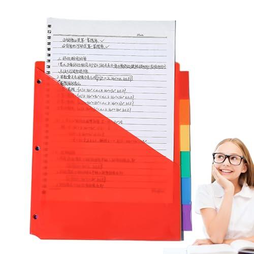 Pestañas de divisor de página, divisor de índice | Divisores de carpeta de la página de pestaña grande insertable - Organizador de índice de sección de etiquetado fácil de Rainbow grosse para uso en e