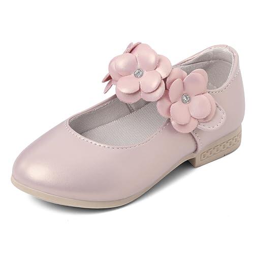 Cheerful Mario Zapatos Mary Jane para Niñas, Zapatos de Vestir de Princesa, Bailarina, Zapatos Planos de Ballet Rosa-A 25 EU