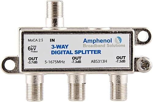 Guía técnica del divisor coaxial digital Amphenol MoCA 2.5 de 3 vías ABS313H