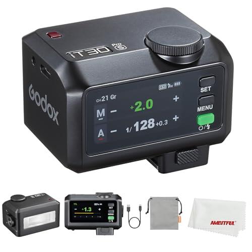Godox iT30Pro S iT30ProS Mini flash Compatible con la Cámara Sony,exposición automática TTL, HSS 1/8000 segundos, sistema Xsystem inalámbrico 2.4G, pantalla táctil a todo color de 2.8 pulgadas (Negro)