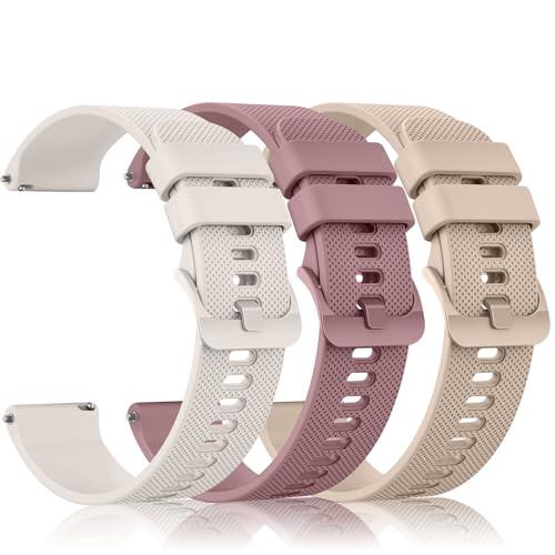 Meliya 3Piezas Correas para Reloj 20mm 22mm Silicona de Liberación Rápida Hombre Mujer,Nuevo Suave Silicona Ajustable Pulseras de Repuesto para 20mm 22mm Reloj(20mm,Starlight/Marrón/Púrpura)
