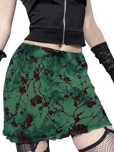 Minifalda sexy para mujer, falda tubular rave, ropa gótica, falda para mujer, Verde 01., S