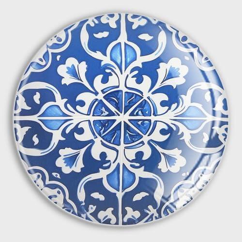 Imán magnético fuerte para nevera, cristal floral azul y blanco, imán para nevera, imanes de nevera para cocina, oficina, pizarra, aula