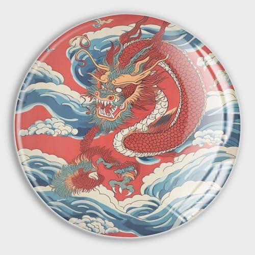 Imán de cristal para nevera, diseño de chino inspirado en Asia, diseño de dragón rojo para nevera, imanes fuertes para pizarra blanca, gabinetes de oficina, cocina, escuela, lavaplatos, taquillas