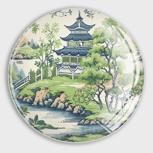 Imanes de cristal para nevera, estilo chinoiserie azul y marfil, con diseño de pagoda, decoración para nevera, pizarra, pizarra, gabinete, aula, oficina, cocina