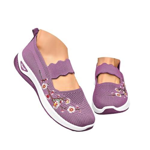 2025 Zapatos Ortopédicos Mujer Verano con Malla Zapatillas Comodos Ligeros sin Cordones Deporte Zapatillas Ortopédicas de Plataforma Antideslizantes Transpirables Soporte de Arco Sandalias Caminar