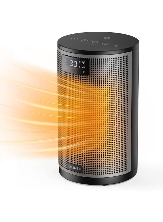 PALINTH Calefactor Bajo Consumo,1500W PTC Ceramico Radiador Electrico, 4 Modos, Temporizador 8H, Modo ECO, Protección Sobrecalentamiento/Vuelco Apto interior