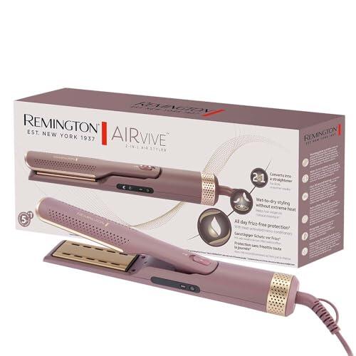 Remington Plancha de Pelo con Aire Ionizado AIRvive Moldeador [2 en 1: uso en seco y húmedo, tecnología Ionic Air, protección antiencrespamiento, LED, placas más anchas, punta fría] AS8930