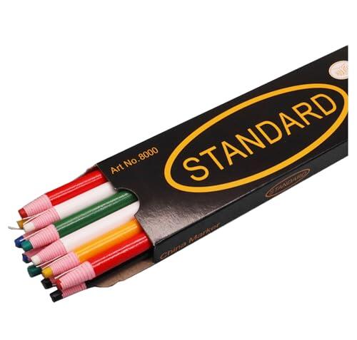 Criprix - 12 lápices de tiza para marcas de costura, herramientas de marcado y trazado de sastre, lápiz de tela de costura, 6 colores