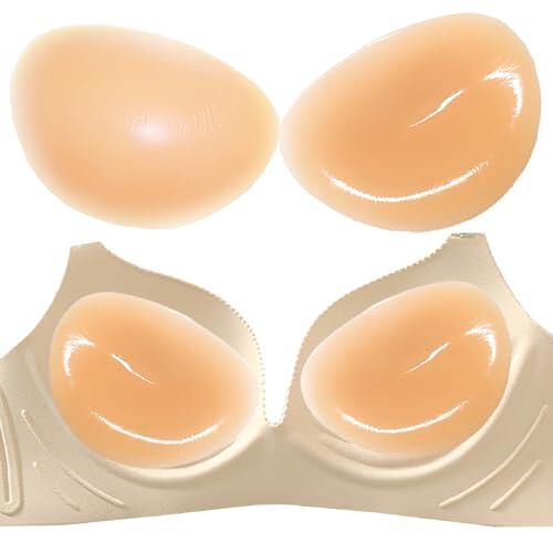 Wieysdoo Almohadillas adhesivas de silicona para brasier, realzadoras, relleno de filete de pollo para sujetadores, bikinis y trajes de baño, paquete de 2, Tono de piel., Talla única