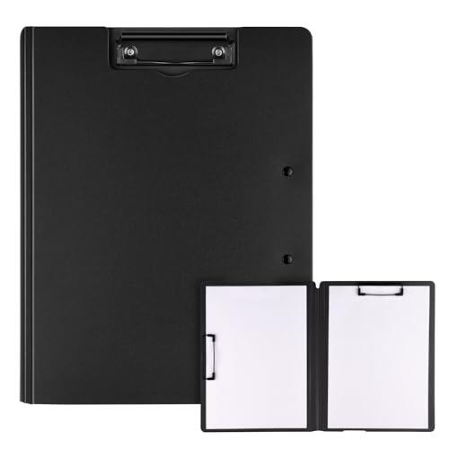 Vonsera Portapapeles con Pinza A4, Carpetas Plastico Cartella Portadocumenti A4 Espandibile Soffietto Portapapeles con Tapa Plegable para Oficina Astillero Escuela Negro