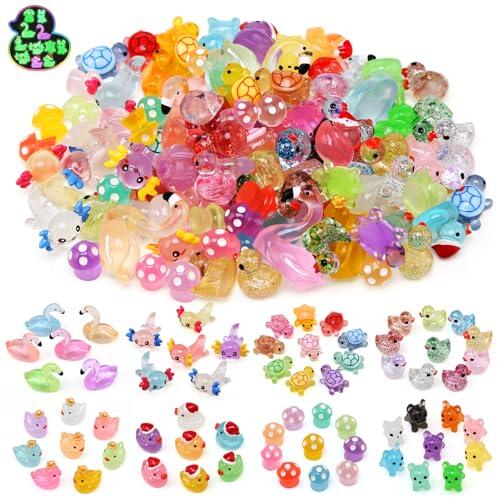 Ballery 100 Piezas Mini Animales de Resina Luminosa, para Manualidades, Figuras en Miniatura para Acuario, casa de muñecas, jardín enmini Animales de Resina Luminosa
