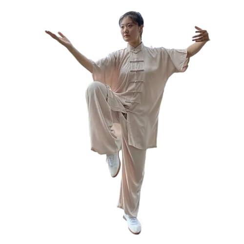 NRBMZYEN Conjunto de traje de Kung Fu para mujer y hombre, de algodón suave, traje de tai chi, kung fu wushu, uniforme de artes marciales, chaqueta Wing Chun y pantalones, Un color, D-black_XXL