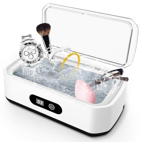 Dispositivo de Limpieza ultrasónica, 49000 Hz, Limpiador ultrasónico, Dispositivo de Limpieza de Gafas de 650 ml con 5 Funciones de Tiempo, Limpiador ultrasónico Profesional para Limpiar Gafas