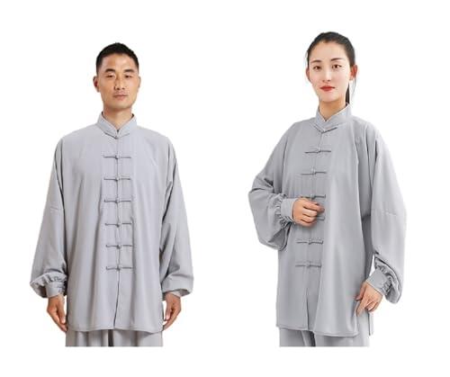 NRBMZYEN Conjunto de traje de Kung Fu, traje de Kung Fu casual, ropa deportiva al aire libre, Tai Chi, uniforme de artes marciales, chaqueta y pantalones, Un color, Blue_XXXL