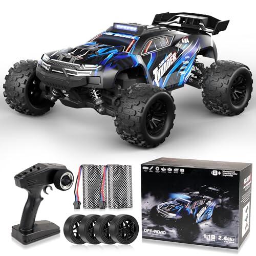 JOYTREKY Coche Teledirigido - 1:18 Coches De Control Remoto 40km/H | 2.4Ghz 4WD Todoterreno Off-Road Drift Truck Hobby Grade Con BateríAs Recargables Duales Para Un Juego Prolongado - Azul