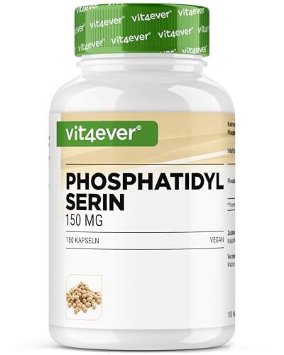vit4ever Fosfatidilserina Cápsulas - 300 mg por Dosis Diaria - 180 Cápsulas - Alta Dosis - Fosfolípido PS - Vegano - Sin Aditivos Innecesarios