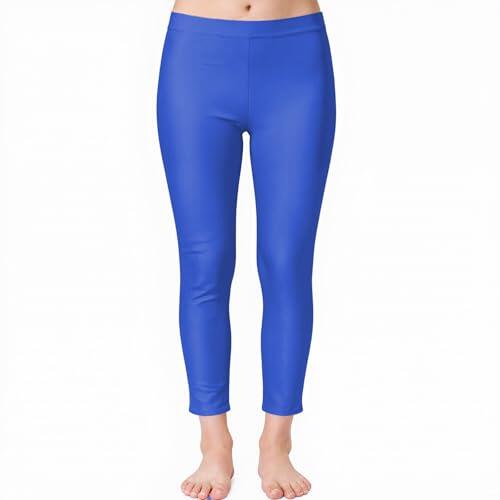 Wildarms Leggings para niñas, Pantalones de Baile Brillantes para Uso Festivo para Yoga, Entrenamientos, Ropa Casual (FR/ES, Números, 44, Regular, Regular, Azul Real)