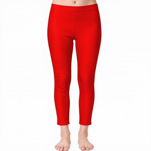 Wildarms Leggings para niñas, Pantalones de Baile Brillantes para Uso Festivo para Yoga, Entrenamientos, Ropa Casual (FR/ES, Números, 42, Regular, Regular, Rojo)
