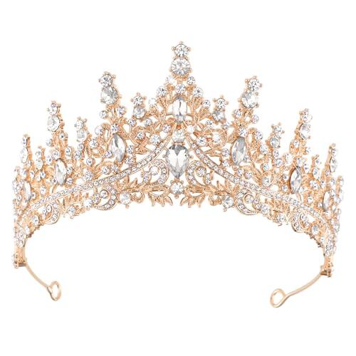 DRESHOW Corona de Cumpleaños para Mujeres Tiara de Cristal para Niñas Decoraciones para el Cabello Accesorios de Boda Corona de Purpurina Diademas para Fiestas de Princesas