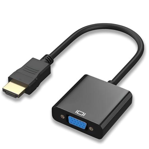 YLK Adaptador HDMI a VGA, Convertidor HDMI a VGA 1080p 60Hz para PC, Computadora Portátil, HDTV, Proyector, Computadora, Xbox, Monitor (Negro)