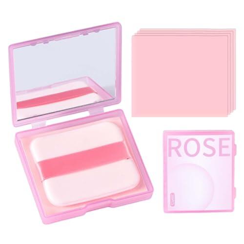 200 Hojas Papel Secante de Aceite, Papel Secante de Aceite con Tubo de Espejo y Espuma de Polvo Autoadhesivo, Oil Control Paper, Hojas Absorbentes Oil Control Paper para Todo Tipo de Piel (Rosa)