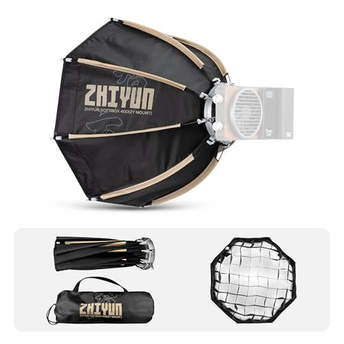 ZHIYUN Softbox Octogonal Mini 40D de 14.17 Pulgadas con Montura ZY [Oficial], Plegado rápido, configuración rápida con difusores/Rejilla de Panal, Compatible con X100/X60/ CX100/G60/CX50