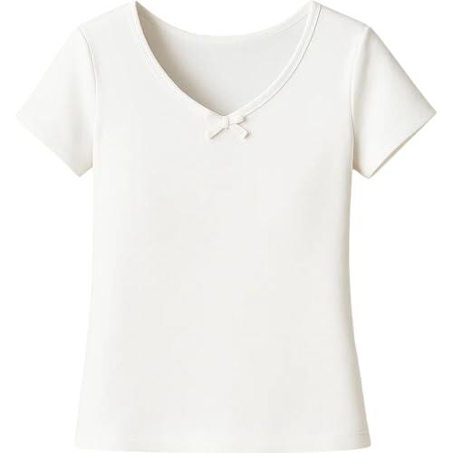 BABIDU Camiseta Interior Niña de Manga Corta 100% Algodón, Tejido Canalé Suave y Transpirable, Básica para Verano, Ropa Interior Cómoda Ligera, Ideal para Niñas de 2 a 16 Años, Camiseta Blanca