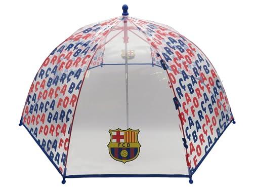 CYPBRANDS FC Barcelona- Paraguas, Sombrilla infantil, Diámetro 48 cm, Manual, Burbuja, Transparente, Producto Oficial