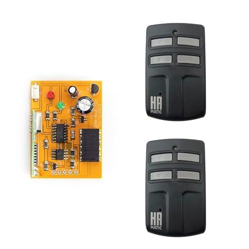 Tarjeta Receptora de 6 Pines Universal para Puerta de Garaje con 2 Mandos Incluídos 1 Canal, Plug & Play, Compatible con JCM, Forsa, Pujol, Erreka y Mandos DTM, Rolling Code