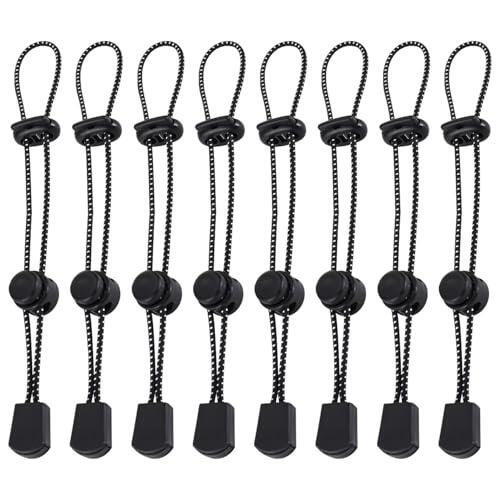 SYEYCW 8 Piezas Mochila Elástica Fijación Cuerda, Cuerda Cordón de Sujeción Elástico, Ajustable Hebilla de Fijación de Poste, Accesorios para Mochila, para Bastón de Trekking, Negro