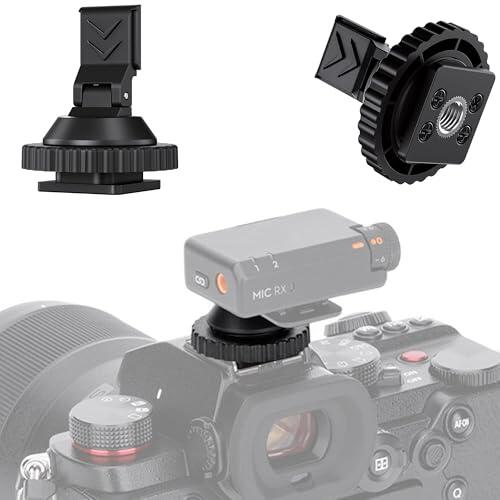 JJC Adaptador de montaje de zapata fría para micrófono DJI Mini con 1/10.2 cm-20, adaptador de zapata fría ABS duradero ángulo ajustable, accesorios de zapata para cámara réflex digital, grabación de