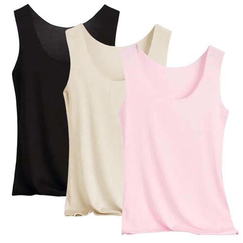 Camisetas sin mangas de seda de hielo para mujer, paquete de 2 camisetas básicas sin mangas sin mangas con cuello redondo, camiseta de verano casual, 3 piezas-20, XL