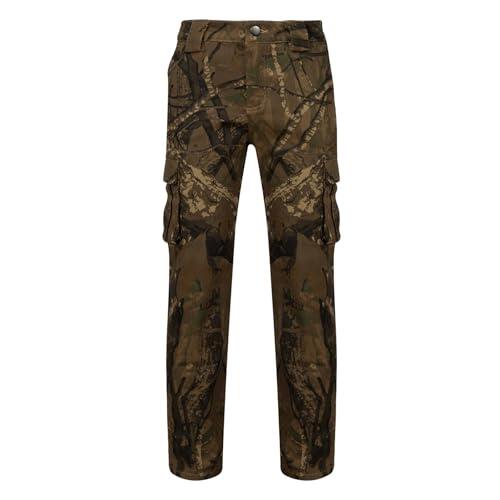 A2Z 4 Kids Pantalones cargo de camuflaje para niños, estilo militar, con bolsillos y cierre de cremallera/botón, ideales para la escuela, verano, jugar, senderismo y diversión al aire libre de 6 a 14