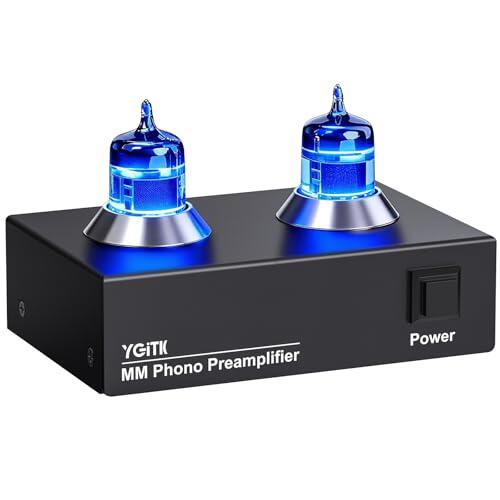YGiTK Preamplificador de Fono de Válvulas de Vacío para Tocadiscos MM Preamplificador de Giradiscos Audio Hi-Fi Stereo con Interfaz Chapada en Oro para Altavoces Computadora