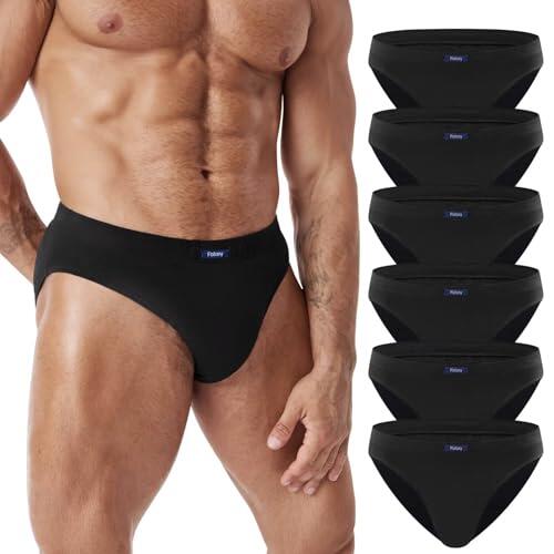 FALARY Calzoncillos Hombre Algodón 100% Pack de 6 Slips Hombre Cómodos y Suaves, Transpirables Ropa Interior Negro L
