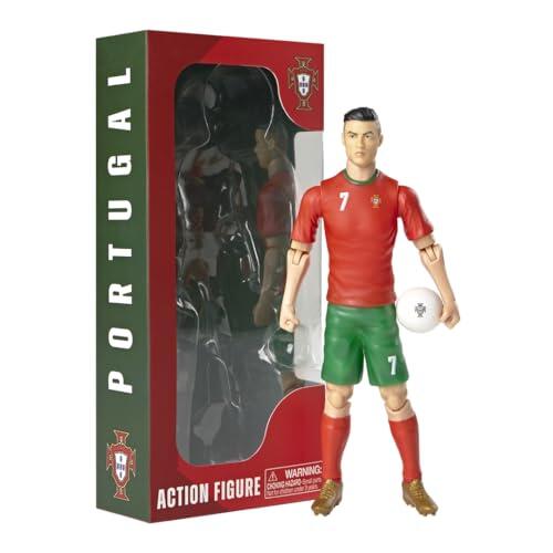 Megableu Ronaldo - Figura de fútbol (20 cm), diseño de fútbol grande, realista, articulada, con licencia oficial, 10 puntos de articulación, juguete de fútbol y equipo de Portugal, idea de regalo para