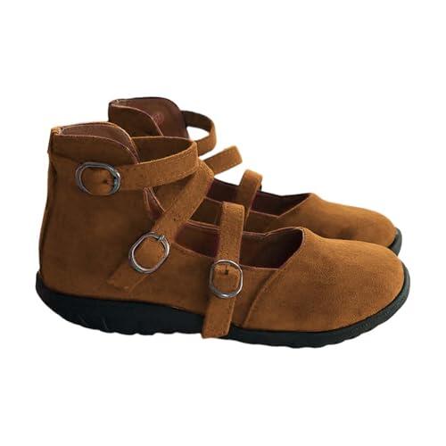 Generisch Mary Jane - Zapatos bajos para mujer, de ante con correas, para barco, para el tiempo libre, para el verano, para caminar, trekking, para exteriores, cómodos, ligeros, amarillo, 42 EU