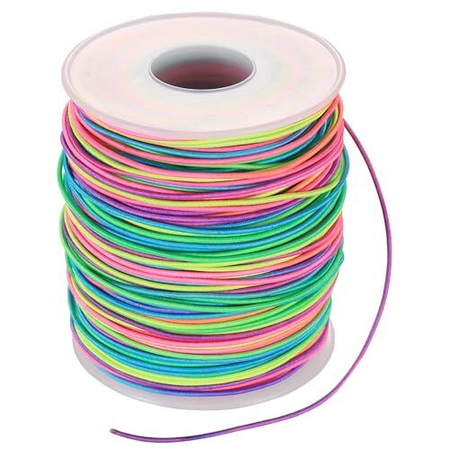 Hilo para Hacer Pulseras, 1 mm x 100 m Hilo Pulseras Elastico, Arcoíris Colorido Cordon Elástico para Abalorios, Cordón Hilos Elastico para Fabricación de Joyas Collares Manualidades
