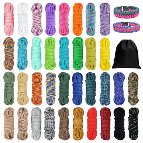 Kit combinado de cuerda de paracaídas 550 de 36 colores, cuerda de paracaídas de 10 pies, 4 mm, cuerda de paracaídas 550, cuerda de nailon de 7 hebras, cuerda de supervivencia al aire libre, llavero