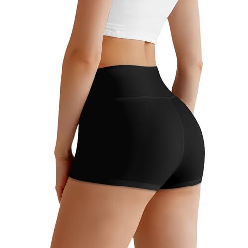 AOOSA Short de Cintura Alta para, Pantalon Corto Elásticos Antirozaduras Hotpants, Mallas Push Up, Pantalón Corto Shorts Deportivos Mujer para Yoga, Gimnasio, Ciclismo