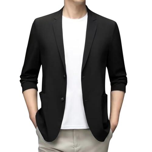 2025 - Chaqueta de traje ligera de verano para hombre de primavera-verano, casual, elástica, ajuste ceñido, con botones, abrigos deportivos, tallas grandes y altas, traje impermeable para hombre