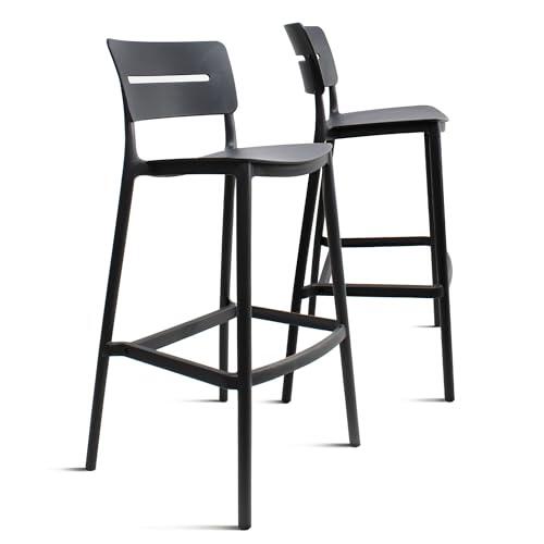 THE SECRET HOME─ Taburete de Polipropileno- Alto. 101 cm x Largo. 48 cm x Ancho. 48 cm ─ Estilo Nórdico ─Varios Modelos (Negro- Pack de 2ud)