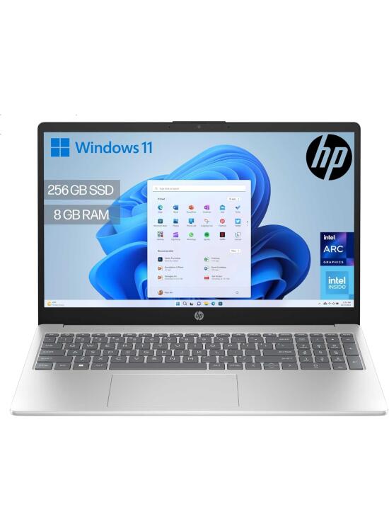 HP 15-fd0374ns - Ordenador portátil de 15.6" FHD (Intel N100, 8GB RAM, 256GB SSD, Intel UHD, Windows 11) Plata - Teclado QWERTY Español