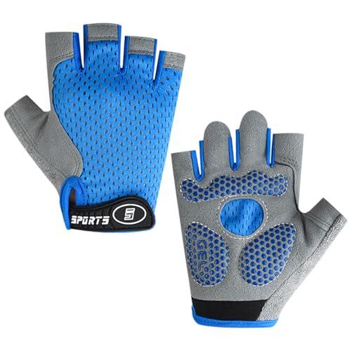 Guantes Deportivos para Niños, Antideslizantes y Transpirables, Protección de Palma, Seda de Hielo, Malla Elástica, Adecuados para Ciclismo, Juegos, Patinaje Sobre Ruedas y Otros Deportes (Azul, M)