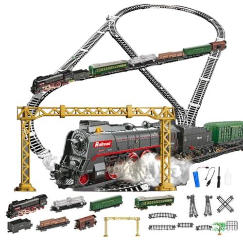 Brickaro Juego de trenes teledirigidos, modelo de tren navideño con carruaje y riel largo, gran regalo STEM y decoración de escritorio para adolescentes y adultos (modelo 62904B)