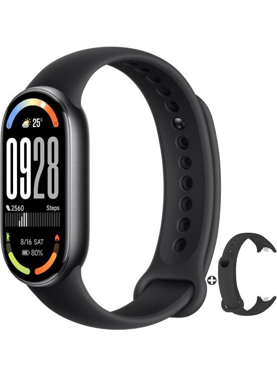XIAOMI 2025 Smart Band 10+Correa, Autonomía de hasta 21 días,1.72'' Pantalla,AMOLED con tasa de refresco de 60 Hz, Sueño, Estrés, SpO2, Monitor de Frecuencia Cardíaca, Mi Fitness,Negro -(Versión ES)