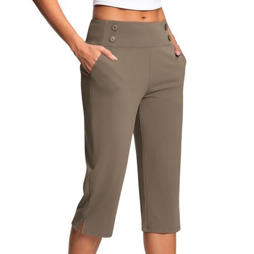 Mis Pedidos Pantalon Chandal Mujer,Pantalones Pirata para Mujer Holgados Color Sólido Pantalón de Pierna Rectos Ligeros Cómodos Pantalon Capris con Bolsillos Cintura Alta Danza Pilates Yoga Pants