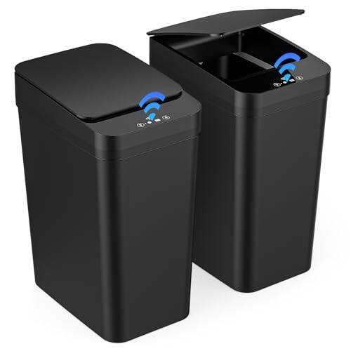 Gaethra 2 Papelera Baño Pequeña, Scubo de Basura con Sensor Inteligente de 12L, 3 modos de funcionamiento, Cubo Basura Automatico Silencioso e Impermeable, para Cocina, Oficina, Sala de Estar